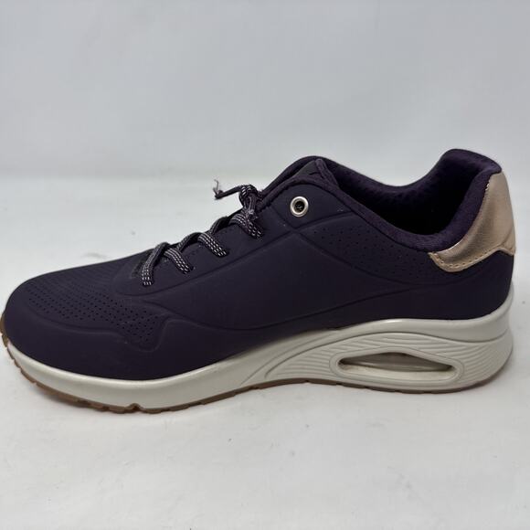 Skechers Womens Uno Shimmer Away Lace Up‎ Dark Purple Slip On 9.5 Sneaker Shoes - Picture 8 of 11